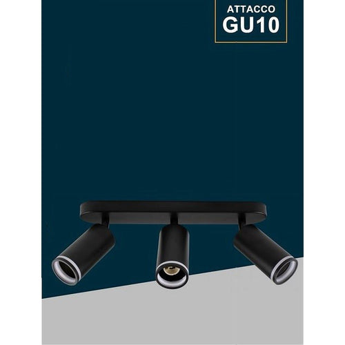 Applique Plafoniera Orientabile Da Soffitto Parete 3 Diffusori Lampada Gu10 Ts-3