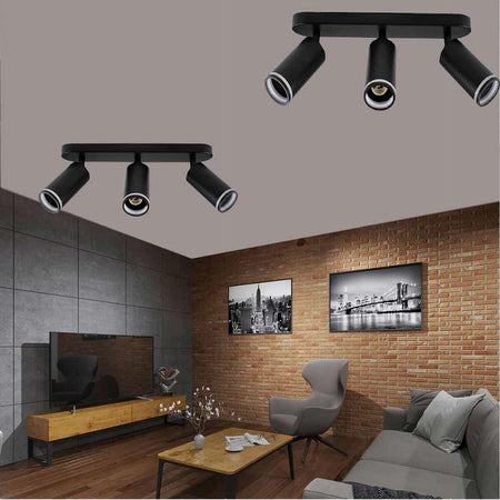 Applique Plafoniera Orientabile Da Soffitto Parete 3 Diffusori Lampada Gu10 Ts-3