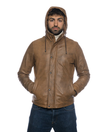 Benny - Piumino Uomo Cuoio in vera pelle Made in Italy