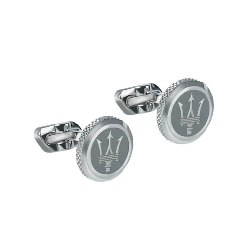 Gemelli MASERATI uomo tondi acciaio logo