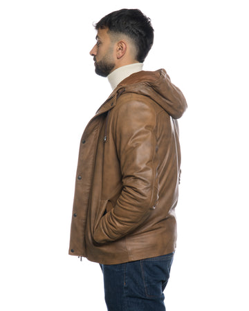 Benny - Piumino Uomo Cuoio in vera pelle Made in Italy