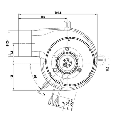 Estrattore - aspiratore fumi EBM G2E180-CG82-11 stufe a pellet 14706112