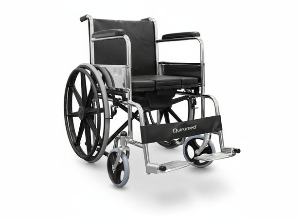 Sedia a rotelle pieghevole in acciaio con WC