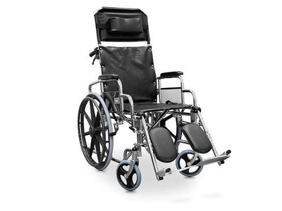 Sedia rotelle in acciaio cromato, pieghevole