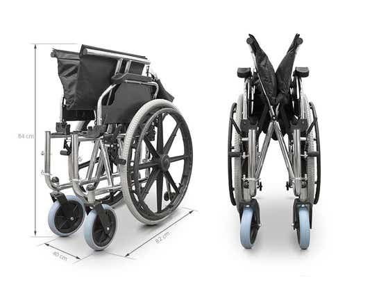 Sedia a rotelle con larghezza speciale 56 cm. Acciaio
