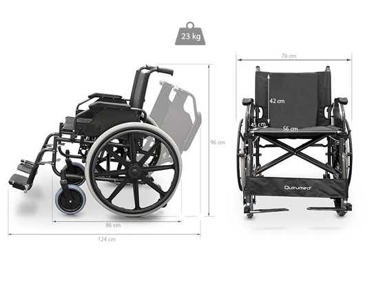 Sedia a rotelle pieghevole larghezza seduta speciale di 56 cm