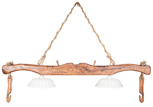 Biscottini Lampadario Giogo Legno Tiglio Noce Chiaro Made in Italy Biscottini Country