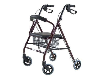 Rollator con sedia cestello e sistema frenante