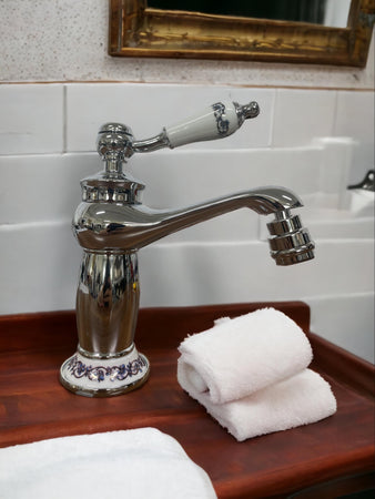 Rubinetto miscelatore per BIDET bagno vintage con dettagli in ceramica cromato