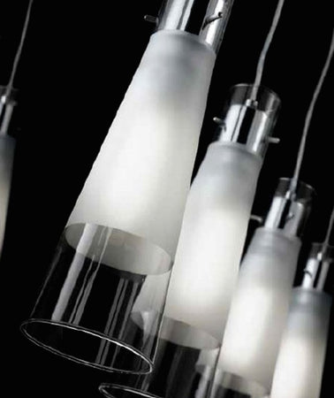 Lampadario moderno Ideal Lux KUKY SP3 033952 E27 LED vetro metallo sospensione