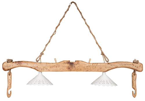 Biscottini Biscottini Lampadario Giogo Legno Massello Tiglio Country 161x30x41 di