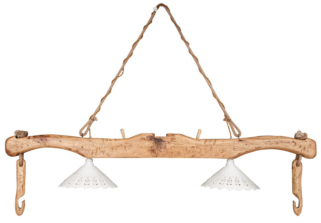 Biscottini Biscottini Lampadario Giogo Legno Massello Tiglio Country 161x30x41 di