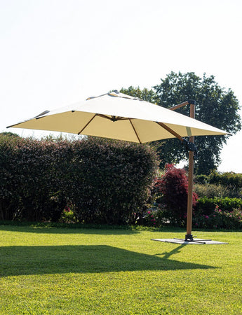 Ombrellone in alluminio con palo laterale orientabile da giardino Orion effetto legno