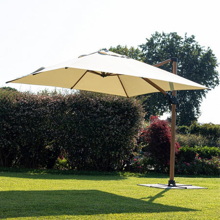 Ombrellone in alluminio con palo laterale orientabile da giardino Orion effetto legno