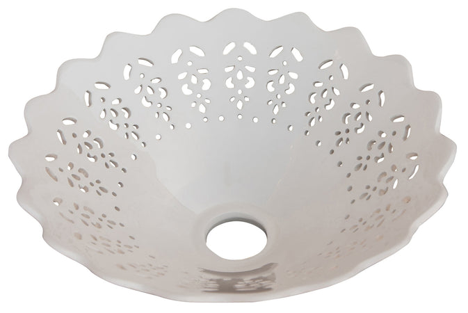 Biscottini Piatto paralume in ceramica bianca traforata diam.30x12 cm traforata. Ideale