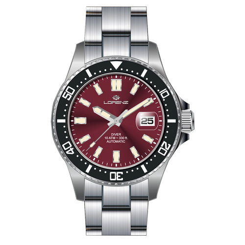 Orologio LORENZ uomo Dive Ceramic Automatico acciaio / rosso