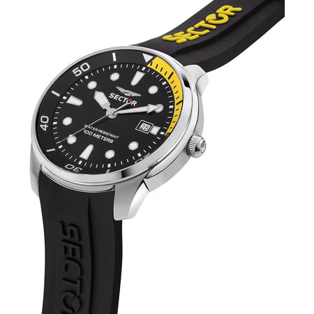 Orologio SECTOR uomo Oversize datario gomma nero / giallo