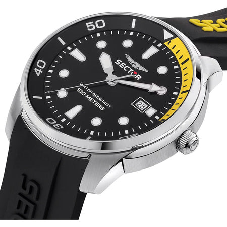 Orologio SECTOR uomo Oversize datario gomma nero / giallo