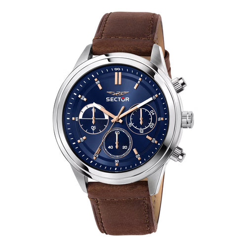 Orologio SECTOR uomo 670 multi funzione pelle marrone / blu