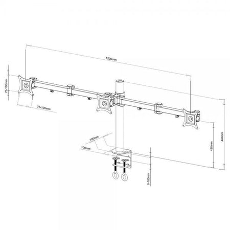 Supporto da scrivania per 3 Monitor 13-24'' con morsetto
