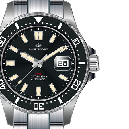 Orologio LORENZ uomo Dive Ceramic Automatico acciaio / nero