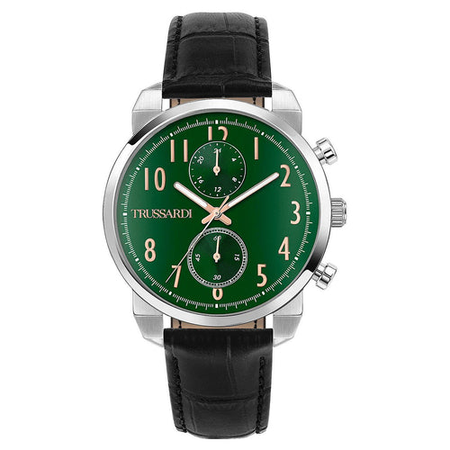 Orologio TRUSSARDI uomo T-city multi funzione pelle nera / verde