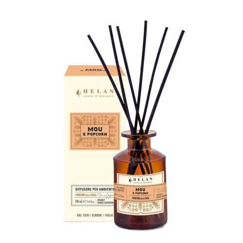 Helan Mou e Popcorn - Profumatore per Ambienti, Profumo Ambiente con Bastoncini per Diffusori con Latte Condensato, Mandorla, Pesca, Idee Regalo Deodorante e Profumatori Ambiente 100 ml, Made in Italy - Naturopatica shop & therapy