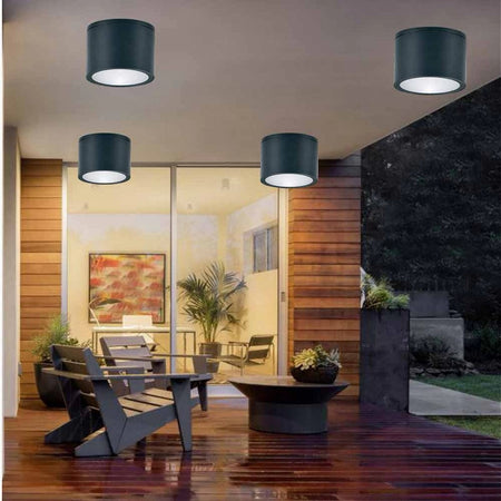 Applique Da Soffitto A Cilindro Esterno Moderno Lampada Plafoniera Gu10 Ip54 H94
