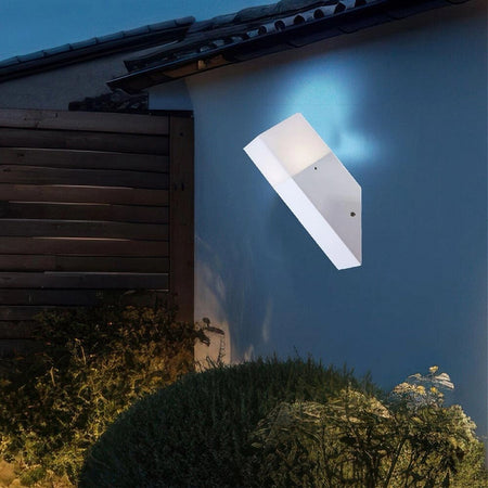 Applique A Muro Obliquo Esterno Attacco E27 In Alluminio Lampada Parete Ip44 B250