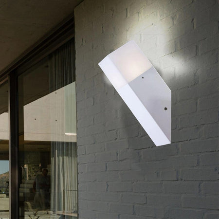 Applique A Muro Obliquo Esterno Attacco E27 In Alluminio Lampada Parete Ip44 B250