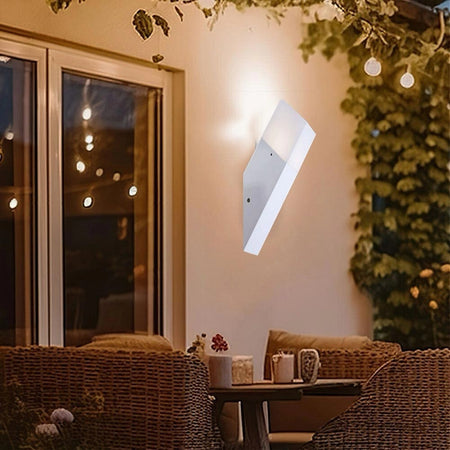Applique A Muro Obliquo Esterno Attacco E27 In Alluminio Lampada Parete Ip44 B250