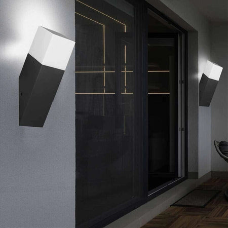Applique A Muro Obliquo Esterno Attacco E27 In Alluminio Lampada Parete Ip44 B250