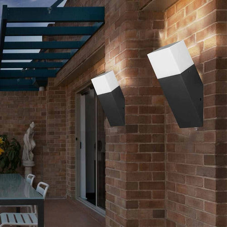 Applique A Muro Obliquo Esterno Attacco E27 In Alluminio Lampada Parete Ip44 B250