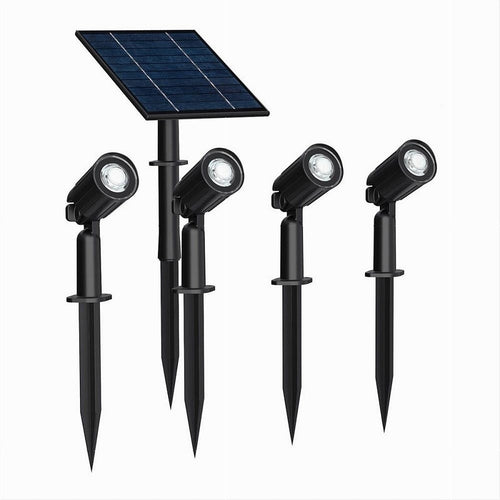 Set 4 Pz Faretti Led A Picchetto Con Pannello Solare Luce Fredda Calda Ip65 Ly04