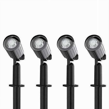 Set 4 Pz Faretti Led A Picchetto Con Pannello Solare Luce Fredda Calda Ip65 Ly04