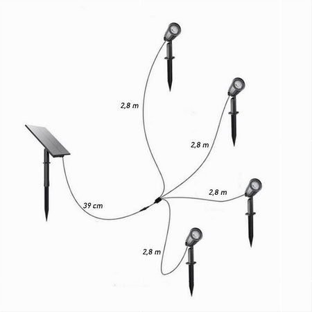 Set 4 Pz Faretti Led A Picchetto Con Pannello Solare Luce Fredda Calda Ip65 Ly04