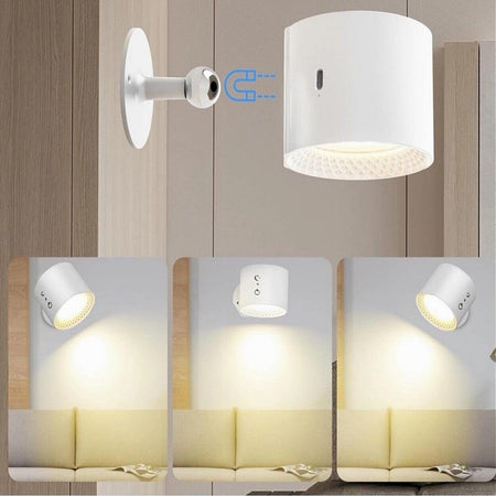 Lampada Parete Led Luce Fronte Retro Ricarica Usb 3 Colori Luce Orientabile Bd01-3c