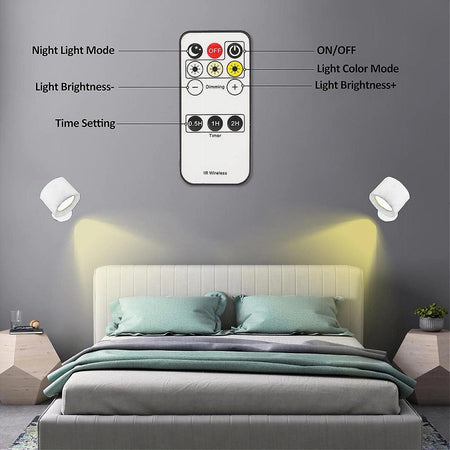 Lampada Parete Led Luce Fronte Retro Ricarica Usb 3 Colori Luce Orientabile Bd01-3c
