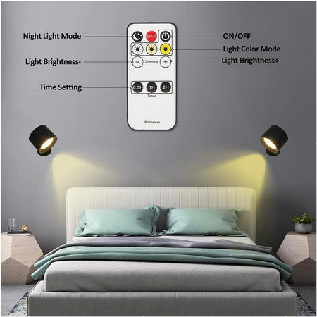 Lampada Parete Led Luce Fronte Retro Ricarica Usb 3 Colori Luce Orientabile Bd01-3c