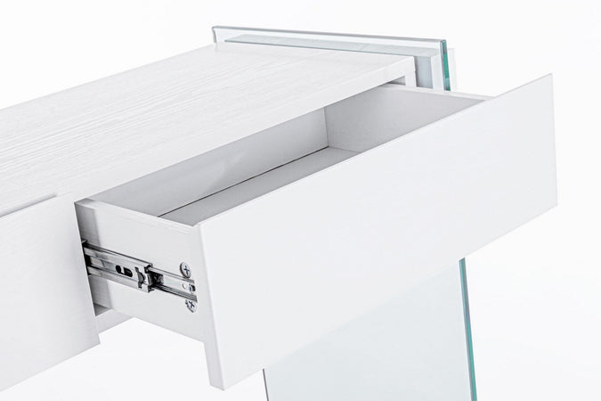 Consolle "Line wood" struttura in vetro e MDF per uffici ed interni
