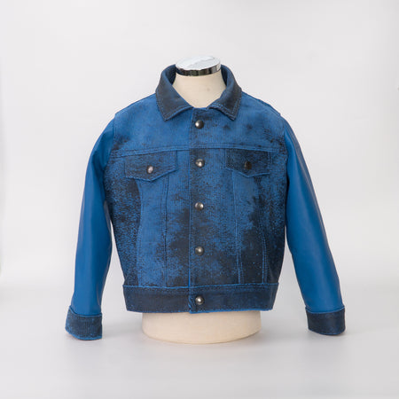 Noa - Giacca Baby Blu Effetto Vintage in vera pelle