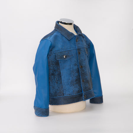 Noa - Giacca Baby Blu Effetto Vintage in vera pelle