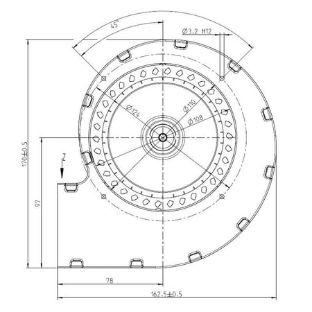 Ventilatore centrifugo EBM RLA108/0042A89-3030LH-224