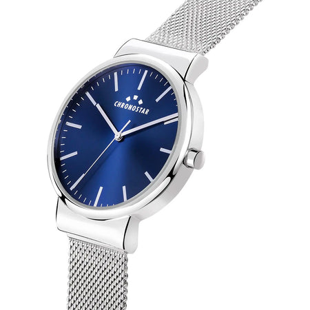 Orologio CHRONOSTAR uomo Metropol tempo acciaio mesh / blu