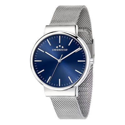 Orologio CHRONOSTAR uomo Metropol tempo acciaio mesh / blu