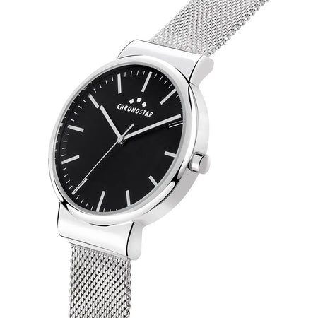 Orologio CHRONOSTAR uomo Metropol tempo acciaio mesh / nero