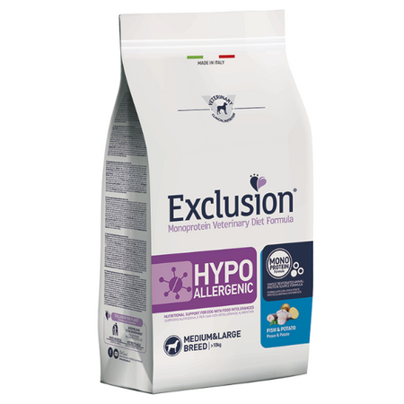 Exclusion Hypoallergenic Cani Adulti Medium&Large Breed pesce e patate