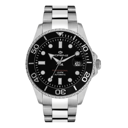 Orologio LORENZ uomo Submarine automatico datario acciaio / nero