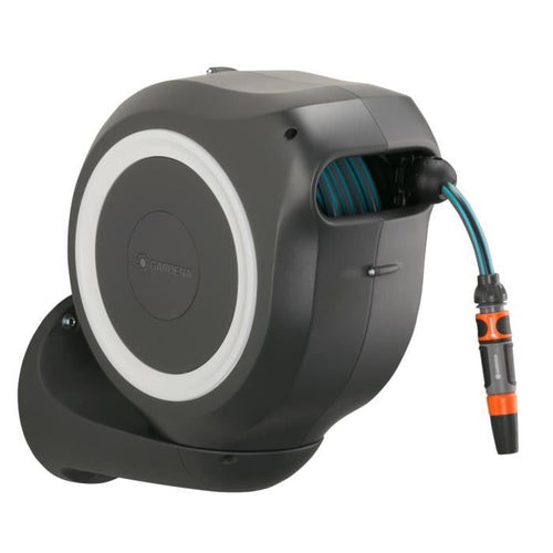 GARDENA Avvolgitubo automatico da parete RollUp M 20 m con bordo bianco