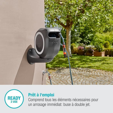 GARDENA Avvolgitubo automatico da parete RollUp M 20 m con bordo bianco
